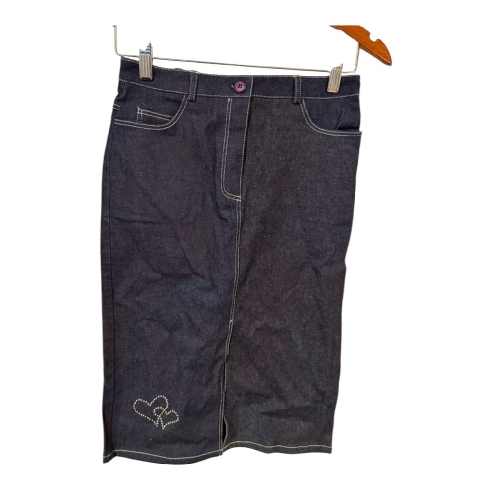 Three Hearts Blue Pencil Skirt Knee-Length Casual - Picture 7 of 7